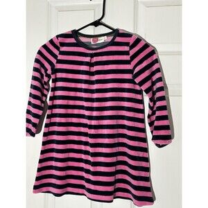 Mini Boden Girls Pink And Navy Blue Terry Dress 7-8 EUC Short Sleeve nautical